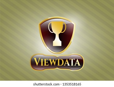  Golden emblem with trophy icon and Viewdata text inside