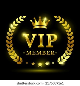 Golden emblem of the VIP member. Vector stock illustration