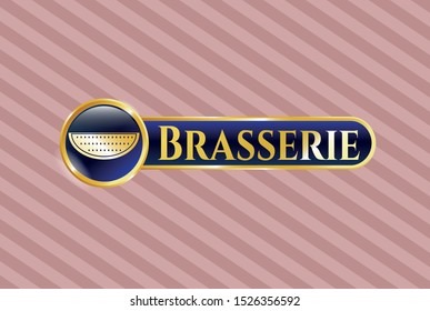  Golden emblem with watermelon icon and Brasserie text inside