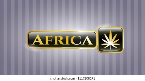  Golden emblem with weed leaf icon and Africa text inside