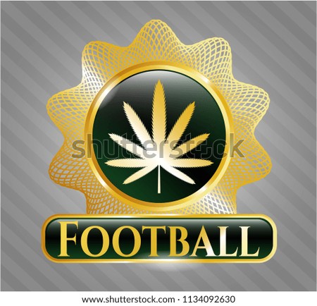  Golden emblem with weed leaf icon and Football text inside