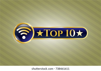  Golden emblem with wifi signal icon and Top 10 text inside