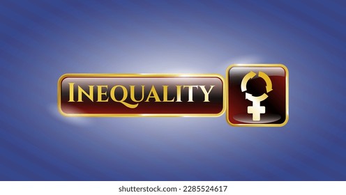 Golden emblem with women cycle icon and Inequality text inside