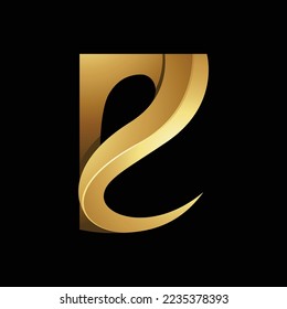 Golden Embossed Curvy and Spiky Letter E on a Black Background