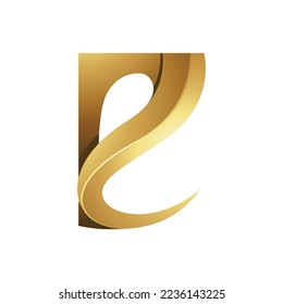 Golden Embossed Curvy and Spiky Letter E on a White Background