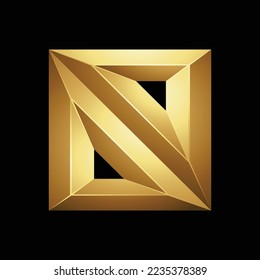 Golden Embossed Diagonal Square on a Black Background