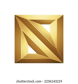 Golden Embossed Diagonal Square on a White Background