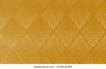 Golden Embossed Floral Pattern with Ornamental Swirls and Symmetrical Details