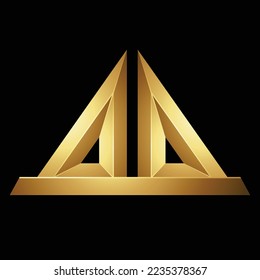 Golden Embossed Statuette-like Triangles on a Black Background