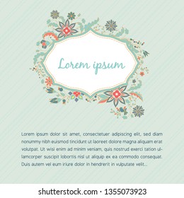 Golden embroideried vector frame template. 