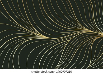 Fond d'écran émeraude doré. Arrière-plan abstrait. Texture d'art en ligne dorée au design vert. Illustration vectorielle.