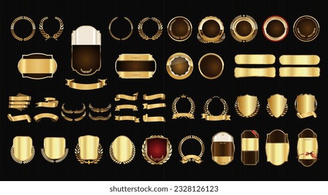 Golden empty labels retro vintage design vector collection