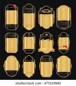 Golden empty sale labels retro vintage design collection