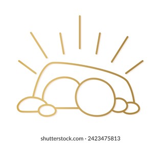 golden empty tomb of Jesus, Easter, Resurrection, Holy Week- vector illustration