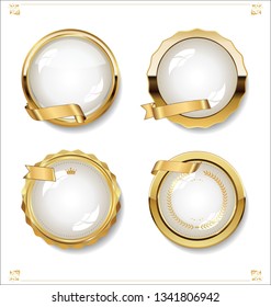 Golden empty white labels retro vintage design collection 