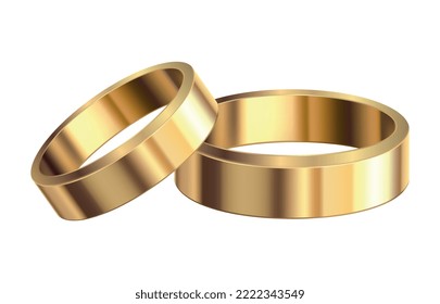 Golden engagement ring composition with isolated realistic image on blank background vector illustration
