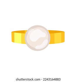 Golden engagement ring with pearl vector illustration. Accessory for wedding or proposal, ring with jewel isolated on white background. Marriage, love, jewellery concept