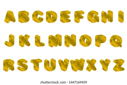 golden english alphabet set on the white background