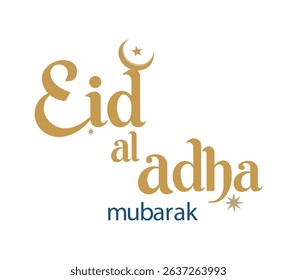 Golden EnglishText Eid al adha Mubarak Calligraphy Design art, Eid al Adha Islamic Celebration,Eid al Adha Mubarak Greeting vector.