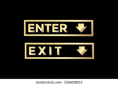 Golden Enter and Exit Sign Symbol Mark Illustration Vector