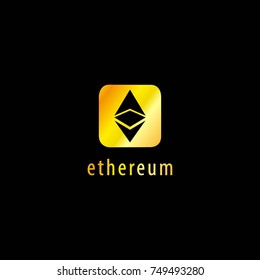 Golden Ethereum Symbol Vector Icon, Illustration, Eps File