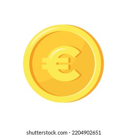 Golden euro coin icon isolated on white background. Vector illustration