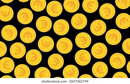 Fondo dorado del patrón de la moneda del euro. fondo del patrón de la moneda del euro. fondo del patrón del dinero.