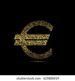 Golden euro sign consisting of dollar symbols, Finance business money concept