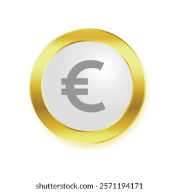 Golden european coin design Isolated