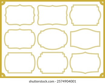 Golden European style horizontal frame illustration set 