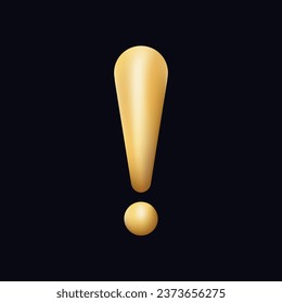 Golden exclamation mark. Golden 3d exclamation vector