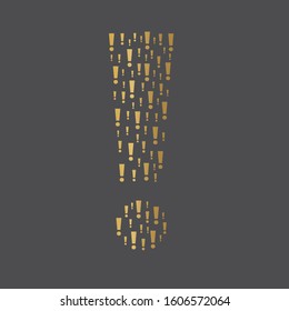 golden exclamation mark sign- vector illustration