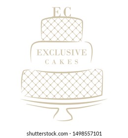 golden exclusive cake, abstract logo icon