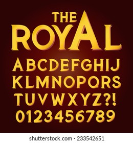 Golden Exclusive Luxury Alphabet and Numbers, Editable eps10 Vector