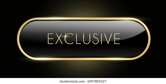 Golden Exclusive luxury label, banners or premium VIP Member sticker, Black and Gold vector Button glossy .certificate label and tag with shiny and glitter on black badges 