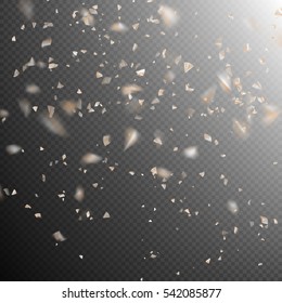 Golden explosion of confetti. Golden grainy abstract texture on a transparent background. EPS 10 vector file included