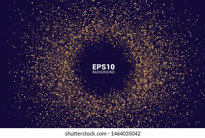 Golden explosion. Gold Sparkles Vector. Banner in the circle. Vector illustration.