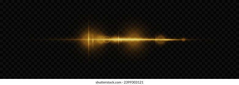 Golden explosion of light with sparks. Abstract glowing magic dust isolated on transparent background. Light effects. Glitter and glare.