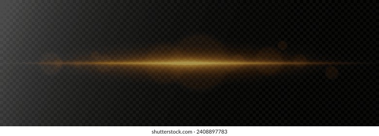Golden explosion of light with sparks. Abstract glowing magic dust isolated on transparent background. Light effects. Glitter and glare.