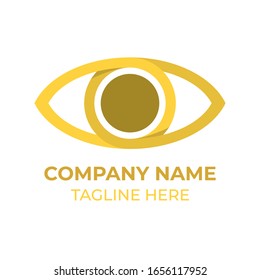 Golden eye icon with flat design style. Round icon. Eye silhouette. Simple circle icon. Modern flat icon in stylish colors. Web site page and mobile app design vector element.