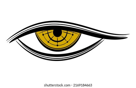 Goldenes Auge der Vorsehung (Alle Augen) mystische boho flache Vektordesign.