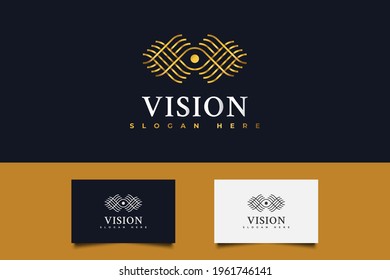 Golden Eye Vision Logo. One Eye Logo In Linear Concept