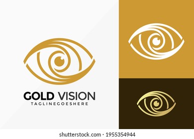 Diseño de vectores con el logotipo Golden Eye Vision. Emblema abstracto, concepto de diseños, logotipos, elemento de logotipo para plantilla.
