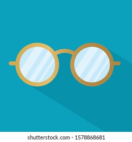 golden eyeglasses icon- vector illustration