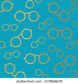 golden eyeglasses pattern- vector illustration