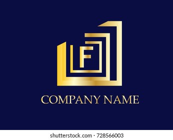 Golden F Logo Design Vector