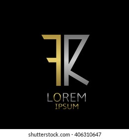 Golden F and silver R letters logo template for your business company