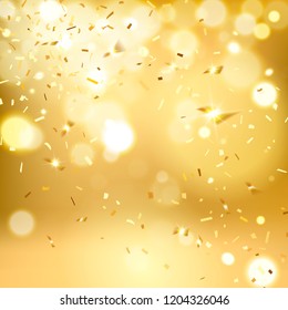 golden  falling confetti on a golden  background