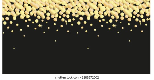 Golden falling confetti. Seamless vector. Gradient.