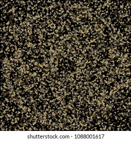 Golden falling confetti triangles on a black background. Abstract background of celebration in the form of a golden triangle.Decorative element. Suitable for your design, cards, invitations, gifts.